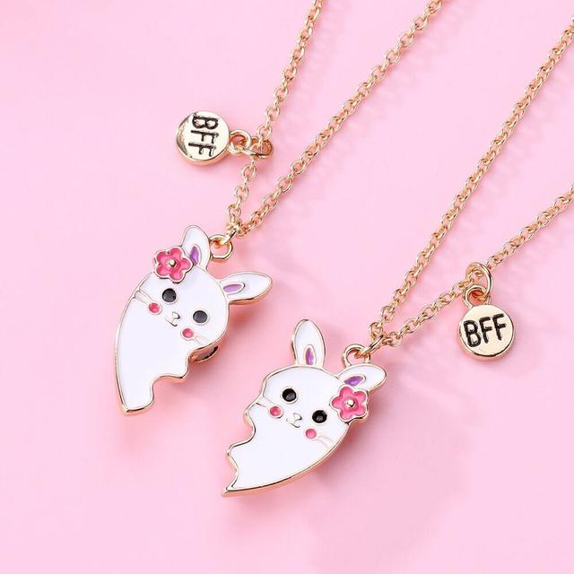 Magnetic Bunny Heart BFF Friendship Necklace Set