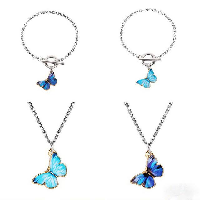 Butterfly Jewelry 4-Piece BFF Set (Necklaces + Bracelets)